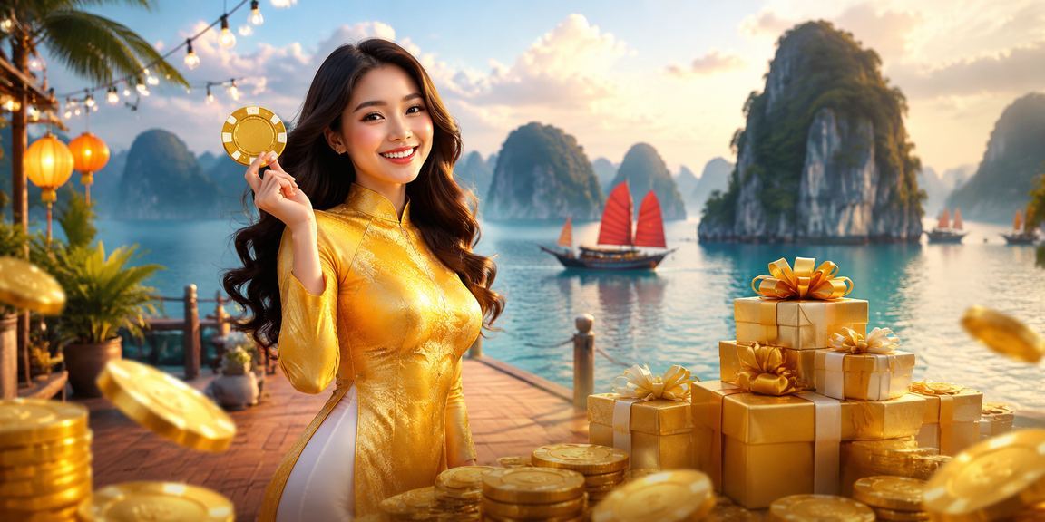 Phong cảnh Hạ Long Bay với không khí lễ hội cá cược và trang phục áo dài truyền thống Việt Nam